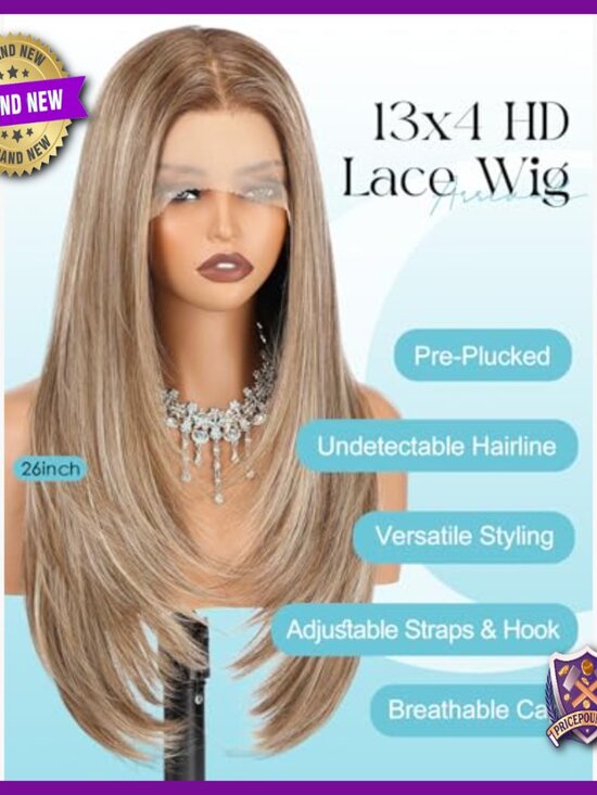 26in Straight HD Lace Front Wig Heat Resistant Synthetic Hair Glueless main image 4